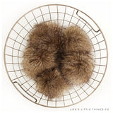 LIMITED-Chestnut Faux Fur Pom