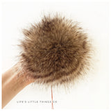 LIMITED-Chestnut Faux Fur Pom