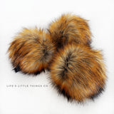 Campfire pom *Dark Beige in center to light beige. Tips are burnt orange to black *Short length fur (approximately 1.5 - 2") *Luxurious and amazingly soft feel
