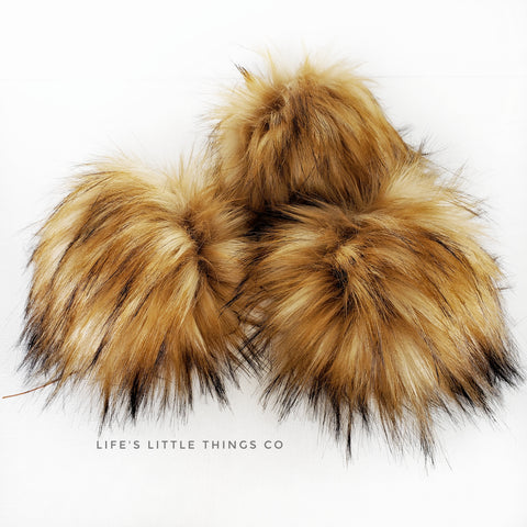 Caramel Pom *Beige in center to tan with dark brown tips.  *Long length fur (approximately 4") *Luxurious and amazingly soft feel 