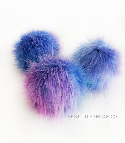 Mystic Pom *Blue center with purple and pink tips.  No two poms are the same! *Medium length fur (approximately 2") *Full look and soft feel