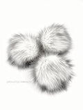 Iced Grey Poms White center and gray tips Medium length fur (approximately 2") Full and soft feel
