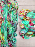 SUPER BULKY LITE 2.0 (SBL) from Indie Dyer, Threadhead Knits.  The perfect combination of merino wool and nylon with that little bit more yardage needed for those beanie projects.  This single ply yarn is hand-dyed in small batches.