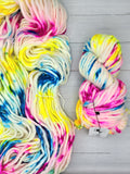 SUPER BULKY SW from Indie Dyer, Fainting Goat Fiber Co.  Super soft, super plush, Superwash Merino Wool.  Super-soft, super-warm, super-quick: this single ply yarn is hand-dyed in small batches.
