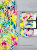 SUPER BULKY LITE (SBL) from Indie Dyer, Fainting Goat Fiber Co.  The perfect combination of merino wool and nylon with that little bit more yardage needed for those beanie projects.  This single ply yarn is hand-dyed in small batches.