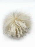 Crinkled Cream Faux Fur Pom
