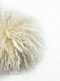 Crinkled Cream Faux Fur Pom