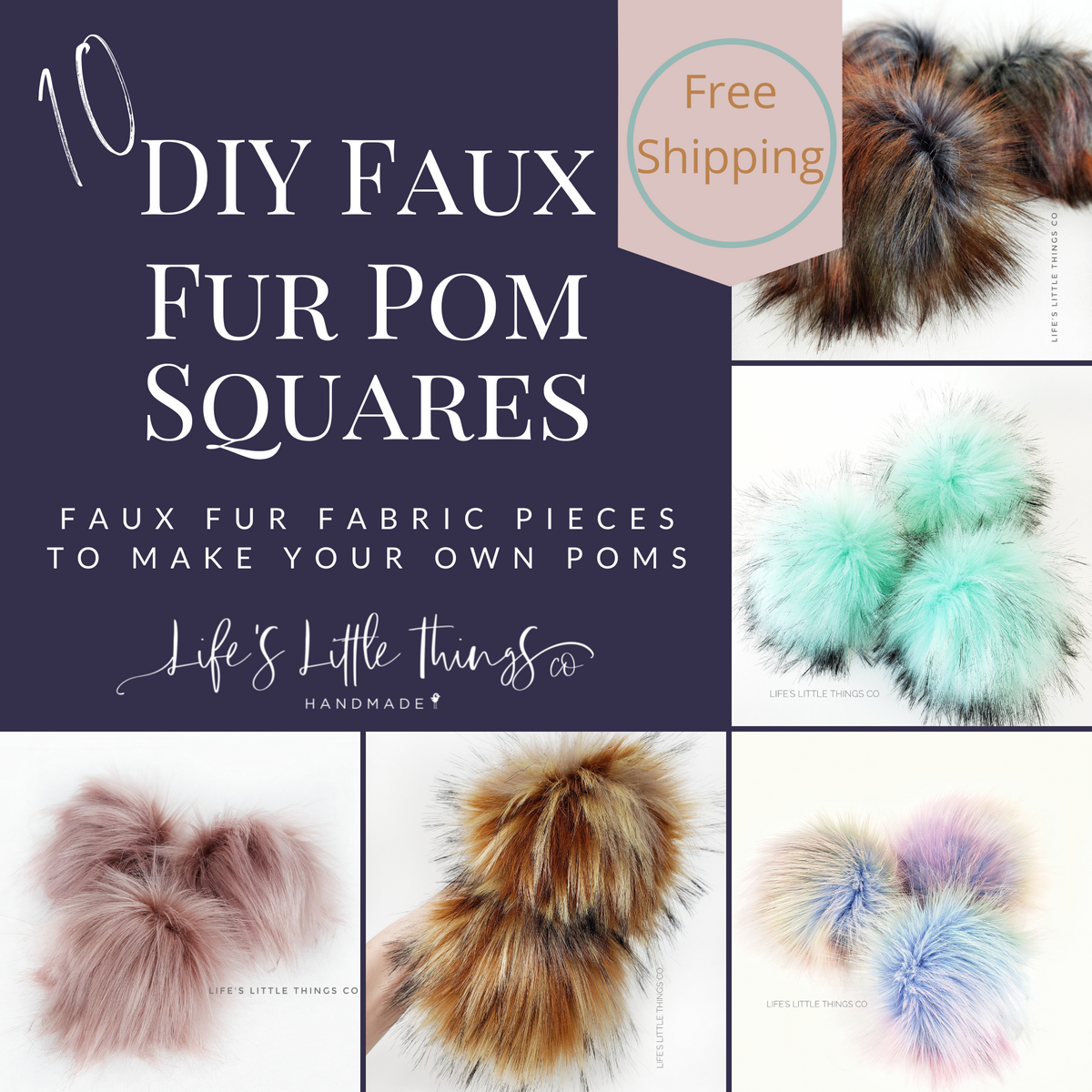 10 DIY Faux Fur Pom Fabric Squares
