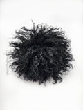 Crinkled Black Faux Fur Pom