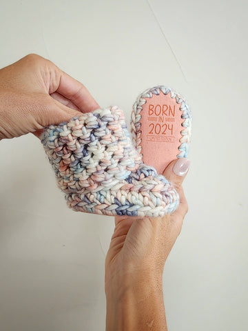 Born In 2024 (pink/blue) - 0-3 month Booties