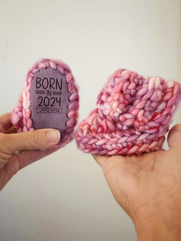 Born In 2024 (purple/pink) - 0-3 month Booties