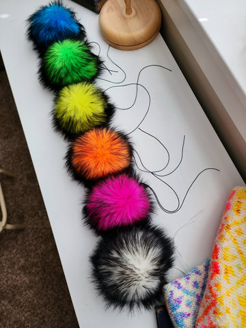 Black Iced Faux Fur Pom BUNDLE