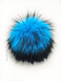 Black Iced Electric Blue Faux Fur Pom