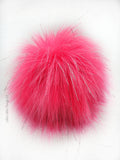 Electric Watermelon Silver Sparkle Faux Fur Pom