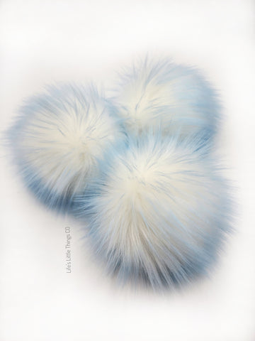 Iced Baby Blue Faux Fur Pom