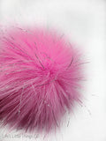 Carnation Silver Sparkle Faux Fur Pom