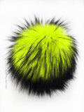 Black Iced Electric Yellow Faux Fur Pom