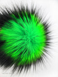 Black Iced Electric Green Faux Fur Pom
