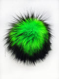 Black Iced Electric Green Faux Fur Pom