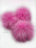 Carnation Silver Sparkle Faux Fur Pom