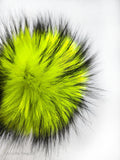 Black Iced Electric Yellow Faux Fur Pom