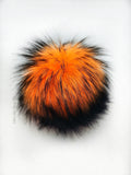 Black Iced Electric Orange Faux Fur Pom