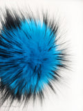 Black Iced Electric Blue Faux Fur Pom