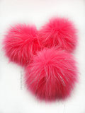 Electric Watermelon Silver Sparkle Faux Fur Pom