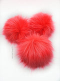 Electric Coral Faux Fur Pom