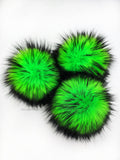 Black Iced Electric Green Faux Fur Pom