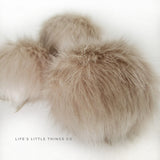 Pebble Pom *Beige in color throughout *Short length fur (approximately .5" - 1")