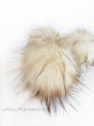 Buttercream Pom Cream color with tan and brown tips *Long length fur (approximately 2-3") *Full look and soft feel