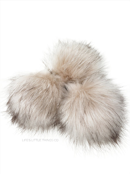 BULK ORDER 30 newest Poms- Faux Fur Pom Pom/Tan/Brown/Beige/Silver/Large/Fluffy/Vegan/Cruelty Free/Fake Fur Pom Pom