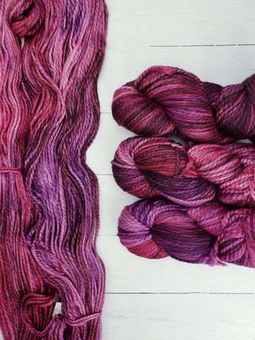 Fluffy like clouds, Huron is a 2-ply yarn that is hand-dyed in small batches and is made in Canada.