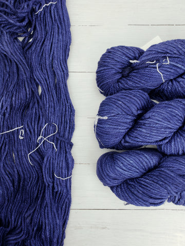 3-Ply, Chunky is big-boned, and weighty.  It has a luscious smooth texture and fat squishiness, in kettle-dyed semi-solid colors or variegated colorways.  A favorite for quick knits, bulky cables or textured stitches.