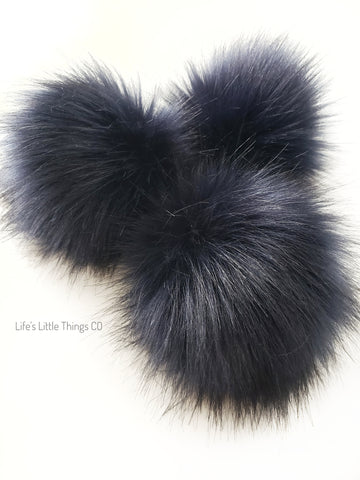 A fun, modern touch to your knitwear.  Make a STATEMENT with a faux fur poof.  Each pom is handmade with high quality faux fur (vegan). Price is for 1 Night Shadow Faux Fur Pom Pom