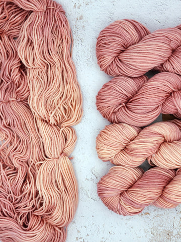 Buttery soft, Alegria Grande is an easy-care blend of superwash merino and polyamide.  It is a lighter-weight yarn with great durability and amazing color options.  Great for knits of all kinds ... baby blankets, kids' sweaters, thick socks, colorful scarves ... and of course BEANIES!