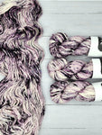 SUPER BULKY LITE (SBL) from Indie Dyer, Fainting Goat Fiber Co.  The perfect combination of merino wool and nylon with that little bit more yardage needed for those beanie projects.  This single ply yarn is hand-dyed in small batches.