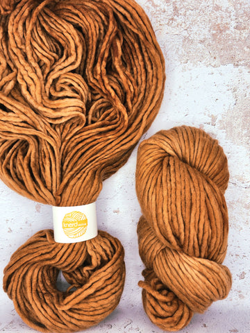 An EXCLUSIVE base for Life's Little Things CO ... SUPER BULKY NSW from Indie Dyer, Knerd String.  This single ply yarn is hand-dyed in small batches.