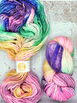 An EXCLUSIVE base for Life's Little Things CO ... SUPER BULKY NSW from Indie Dyer, Knerd String.  This single ply yarn is hand-dyed in small batches.