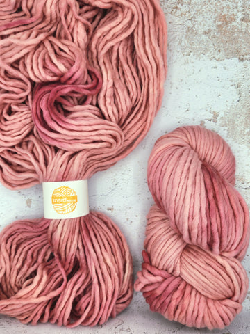 An EXCLUSIVE base for Life's Little Things CO ... SUPER BULKY from Indie Dyer, Knerd String.  This single ply yarn is hand-dyed in small batches.