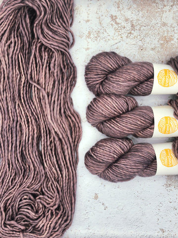 An EXCULISIVE base for Life's Little Things CO ... LIGHT SUPER BULKY (LSB) from Indie Dyer, Knerd String.  This single ply yarn is hand-dyed in small batches.