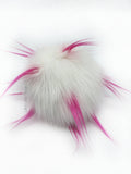 White & Pink Punk Faux Fur Pom