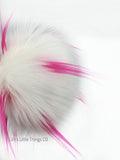 White & Pink Punk Faux Fur Pom
