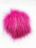 Electric Hot Pink/Silver Sparkle Faux Fur Pom