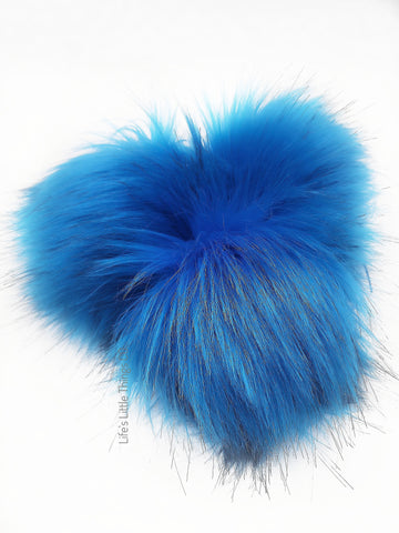 Denim Blue Faux Fur Pom-poms, 4 Inch Small, 5 Inch Medium, 6 Inch Large,  Long Pile, Faux Fur Pom Pom, Navy Blue Color, Denim Blue 